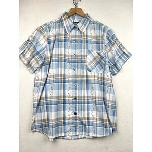 Adrian Delafield Shirt Womens L Plaid Floral Embroidered Button FrontCottagecore